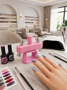 1pc/SET Adjustable Magnetic Cat Eye Nail Art Tool, Rotating Multi-Angle Magnet Stand With Sliding Side Magnets, Hands-Free Anti-Shake Design For Smooth Cat Eye Gel Polish Patterns, DIY Manicure Accessories For Home Nail Salon - Pink - View 10