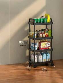 1 Black Small Trolley Storage Rack, Floor-Standing, Multi-Layer Design, Layered Storage Rack, Small Trolley Storage Rack, Home Bathroom Decoration, Bathroom Storage And Organization Rack, Autumn Decoration, Back To School Decoration - Multicolor - View 6