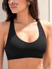 Women's Spring/Summer Open Back Sports Bra, Quick-Dry Breathable Slimming Bust Shaping, Suitable For Yoga, Fitness, Running - Black - View 5