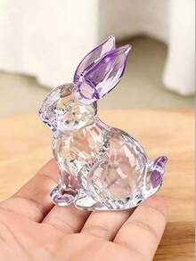 1pc Exquisite Handmade Crystal Glass Rabbit Figurine, Stunning Multi-Purpose Decor For Home, Office Desk Or Garden, Delicate Details With Sparkling Accents - one-size - View 11