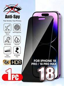 Full Coverage Privacy Anti-Peeping Tempered Glass Screen Protector, OG Large Curved Edge 9H Hardness, 9H+ Hardness Upgraded Version, Enhanced Edge Protection, Anti-Drop Anti-Scratch, Easy Installation No Bubbles, Compatible With IPhone 17 Pro Max/17 Air/16 Pro - Black - View 1