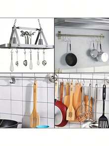 20pcs Heavy Duty S-Shaped Hooks Stainless Steel Thickened Hanging Organizer For Kitchen Bathroom Bedroom Closet Storage Accessories Hanger Rustproof Durable - Silver - View 5