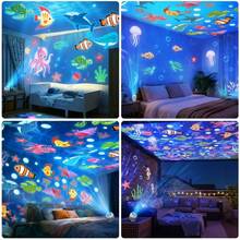 1pc Dynamic Ocean Projection Night Light, LED Decorative Projection Lamp, 360° Rotating Table Lamp, Multi-Angle Projection Light, USB Powered, Indoor Space, Living Room, Soft Light Dynamic Atmosphere Lamp - White - View 7