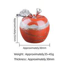 Gemstone Apple Sculpture With Rhinestone Leaf, Natural Crystal Apple Ornament, Polished Stone Tabletop Decoration, Wedding & Holiday Decor Gift - Multicolor - View 3