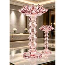 European Style Acrylic Flat High-Foot Candlestick Decor, Evoking Western Romantic Ambience, Traditional Western Lotus Candlestick, Inheriting Cultural Charm - Color Plating - View 3