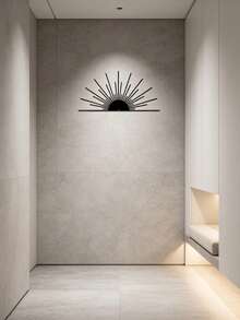 1PC Hollow Line Metal Rising Sun Wall Decor Minimalist Style Half Sunrise Celestial Theme Perfect For Easter, Christmas, Thanksgiving; Housewarming Party, New Home Ceremony, Family Gathering; Balcony, Living Room, Homestay, Apartment; Spring, Summer - 2049 - View 5