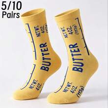 1/5/10 Pairs Butter Socks - Fun Yellow Crazy Socks Food Novelty Crew Socks, Unisex Mid-Calf Socks Unique Gift For Chefs, Bakers, Foodies - Multicolor - View 8