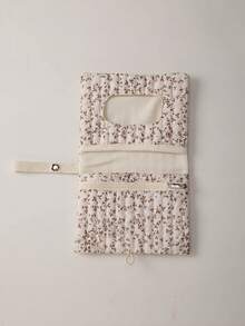Floral Pattern Mommy & Daddy Universal Diaper Bag, Diaper Clutch, Waffle Weave Wet Wipe Storage Bag, Portable Diaper Organizer, Suitable For Boys & Girls, Baby Essentials - Multicolor - View 12