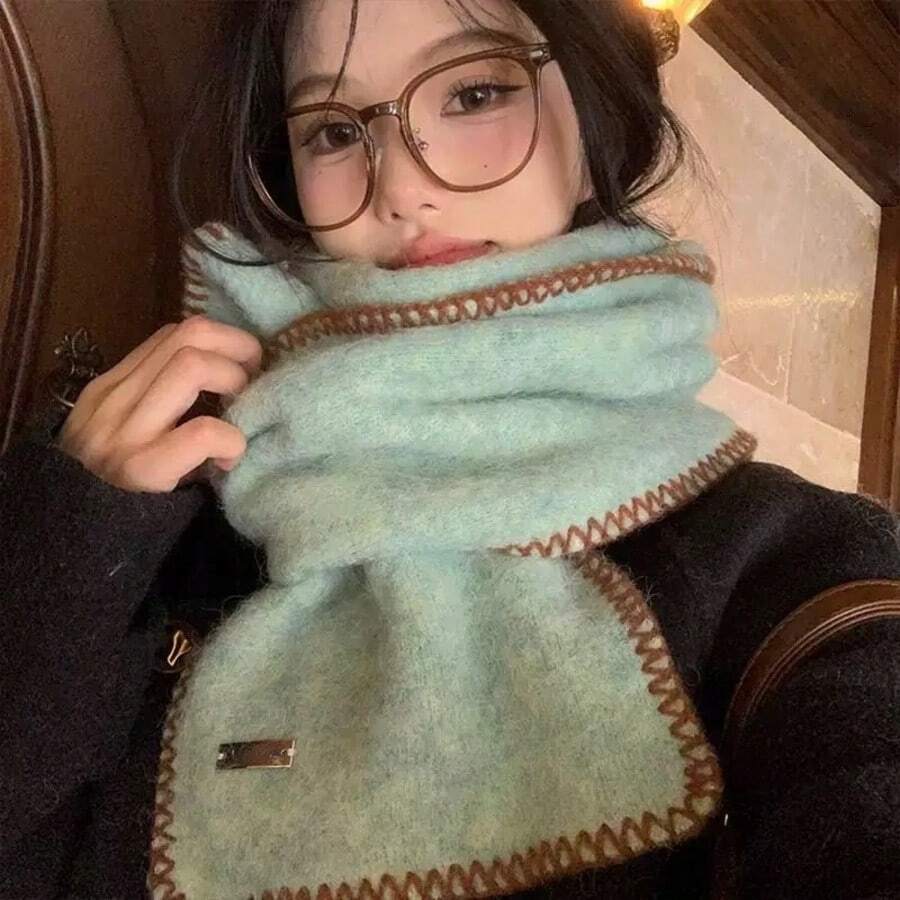 Atmospheric Fashion Hem Design Versatile Scarf - Mint Green - View 1