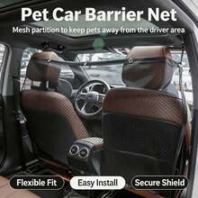 1pc Car Pet Barrier Net, Thickened Scratch-Resistant Rear Seat Divider, Mesh Protection To Prevent Pets From Climbing Forward, Avoid Driver Distraction, Universal Easy-To-Install Pet Divider, Durable Fence, Practical Car Travel Accessory, Suitable For Dogs And Cats Road Trips - one-size - View 2