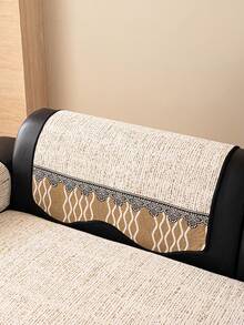 1PC French Vintage Chenille Sofa Cushion – Non-Slip Four-Season Seat Pad, New Stylish Design With Exquisite Lace Trim And Irregular Edges, Sofa Protector Cover, Room Decoration With Premium Elegance - White - View 6