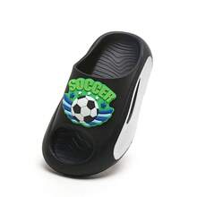 3D Soccer Pattern Kids Foam Slippers Boys EVA Soft Sole Non-Slip Indoor Bathroom Outdoor Beach Casual Slides - Black - View 10