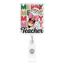 1pc Christmas Leopard Print Heart Book Christmas Tree Retractable Badge Reel Scroll Medical ID Holder Gift - Multicolor - View 6