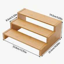 1pc Bamboo Spice Rack, Suitable For Cabinets, 3-Tier Stepped Countertop Spice Rack, Kitchen Storage Organizer - Back To School, Kitchen Utensil Storage, Room Decor, Suitable For Kitchen, Dining Room, Party, Camping, Gathering, Great Gift For Friends And Family - Multicolor - View 6