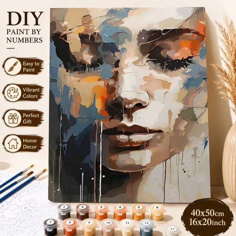 1件DIY數字油畫套裝,現代抽象肖像畫布繪畫組,含丙烯顏料繪畫用品,居家美學牆面藝術裝飾,適合成人初學者禮物,40*50cm/16*20inch 無框 - YOU39 - 查看 1