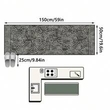1PC Black & Grey Background With White Line Abstract Graffiti Line Pattern Modern Minimalist Art Long Rug, Abstract Street Style Faux Cashmere Long Rectangular Intertwined Asymmetrical Human Silhouette & Geometric Line Details Machine Washable Bedside Blanket, Suitable For Hallway, Corridor And Kitchen, All Season Home Decor - Multicolor - View 16
