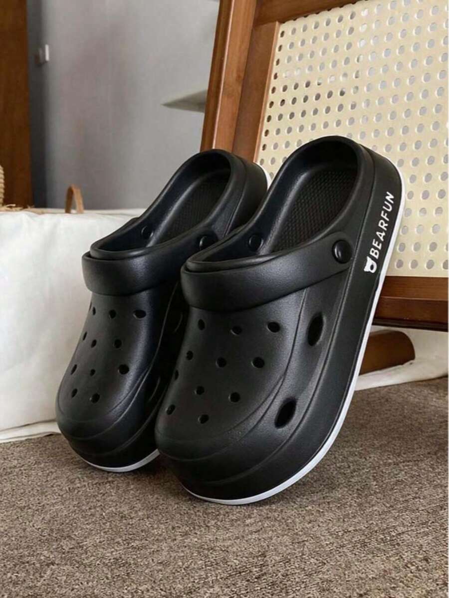 Summer New Simple Casual Versatile Hollow Slippers For Women, Indoor Home Solid Color Simple Outdoor EVA Beach Comfortable Clogs