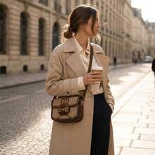 GUCCI1 Elegant Canvas & Leather Trim Shoulder Bag, Ladies Classic Pattern Satchel Bag, Removable Strap Daily Messenger Handbag - View 2