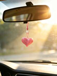 1pc Pink Heart Letter Pendant Car Interior Rearview Mirror Hanging Decoration Car Interior Decoration Accessories Car Interior Decor - A - View 9