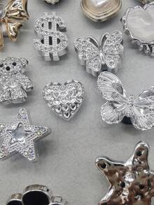 6PCS Shiny Rhinestone Butterfly Lips Star Shoelace Charms DIY Accessories Bling Heart Bear Women Sneakers Boots Decoration Buckles Removable Shoe Clip - Multicolor - View 6