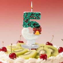 1pc Number 0‑9 Cake Candles,Christmas Bell Design Candle,Cute DIY Holiday Cake Topper,Festive Wish Candle For Birthday,Christmas Party Dessert Decor - Multicolor - View 3