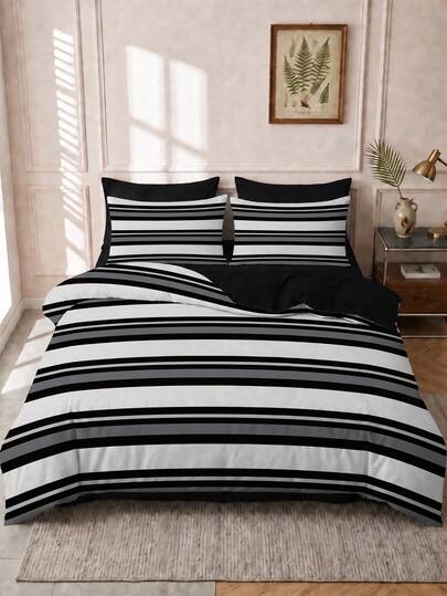 2/3pcs Silver Gray Variable Pitch Duvet Cover Set, Soft Breathable Anti-Pilling Bedroom Decor, All-Season Home Textile, 1 Duvet Cover + 1/2 Pillowcases, No Duvet Insert, Twin/Full/Queen/King Size, Holiday Gift Suitable For Hotel, Guest House, Bedroom, Ultra-Soft Breathable Sweat-Absorbent Bedding