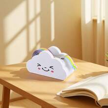 Cloud-Shaped Tape Dispenser, Cute Smiling Face Tape Cutter, Aesthetic Desktop Stationery, Creative Desktop Storage Tool, Perfect Accessory For Journaling And Daily Decoration, Includes 1 Roll Of Rainbow Tape - Multi-color - View 7