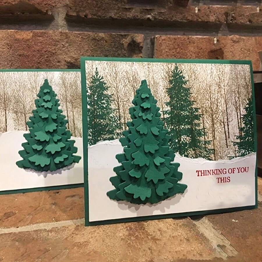 1pc Christmas Pine Tree Metal Cutting Die, Suitable For Scrapbooking Embossing, Durable Handmade Craft Tool, DIY Handmade Greeting Cards, Envelopes, Journals And Photo Albums