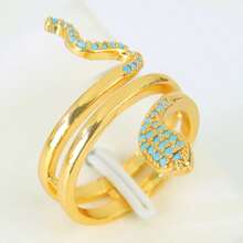 Enamel Zirconia Gold Color Serpent Rings 24k Gold Plated Fashion Irregular Adjustable Snake Ring Europe America Personality Jewelry - Snake Rings - View 8