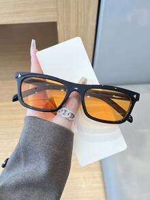 1PC Men's Vintage Casual Square Black Fashion Glasses, Suitable For Daily Wear, Decoration And Street Photography - Multicolor - View 9