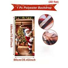 1pc 2D Flat Banner Santa Claus & Reindeer Shaped Christmas Door Hanging Flag, Christmas Decoration Door Sign Banner, Polyester Door Curtain, Christmas Decor, Winter Holiday Merry Christmas Party Backdrop Wall Decoration, Home Decor, Room Decor, 2026 Happy New Year Holiday Photography Background Decoration, Christmas Indoor & Outdoor Decoration, Christmas Party Gift - 1 - View 5