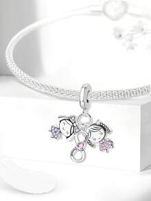 1pc Fashion Beaded Pendant, Suitable For DIY Bracelet And Women Jewelry - Silver - View 7