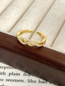 1pc Copper Vintage Fashion Braided Twisted Open Ring, Delicate Elegant Versatile Finger Ring Suitable For Girls Daily And Holiday Wear - Gold - View 8