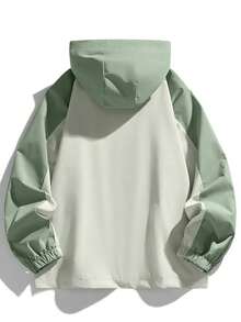 Women's Light Green Hooded Jacket, Regular Length Woven Fabric Coat, Suitable For Urban Daily Wear - Green - View 5