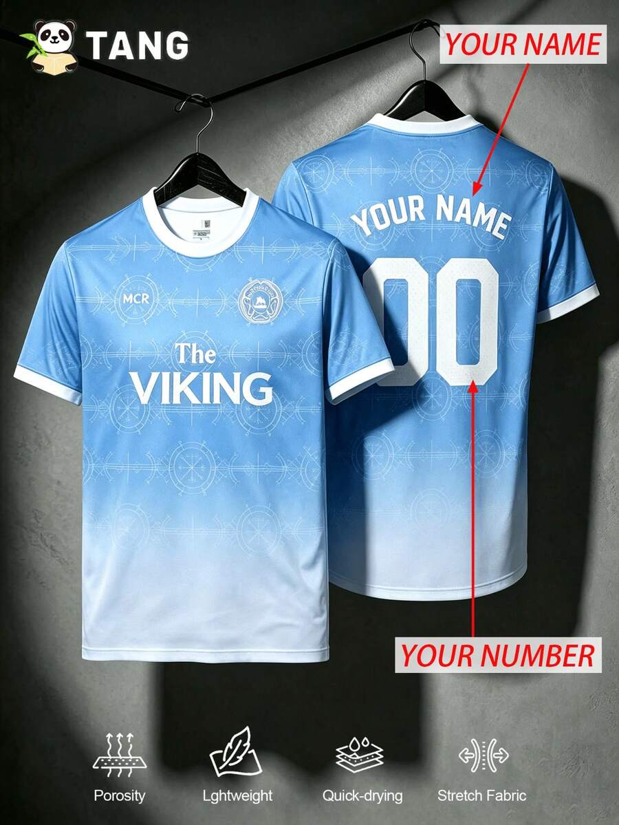 Men Custom Manchester Blue Moon Viking Soccer Jersey, Personalized Name Number Football Shirt Fan Gear Training Daily Gift,Man