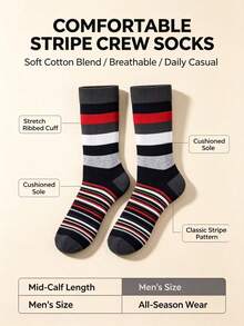 Kaos Kaki Pria Abu-abu Motif Patchwork Argyle Manset Berusuk Bahan Katun Menyerap Keringat dan Bernapas Gaya Bisnis Inggris Panjang Sedang untuk Kantor dan Komuter - MultiWarna - View 3