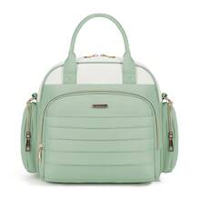1pc Solid Color Nylon Lightweight Versatile Mommy Bag With Multiple Compartments, Independent Bottle Holder And Side Tissue Pocket - Multicolor - View 3