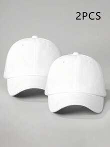 1/2pcs Men's Solid Color Minimalist Baseball Cap, Casual Daily Wear - White - View 1