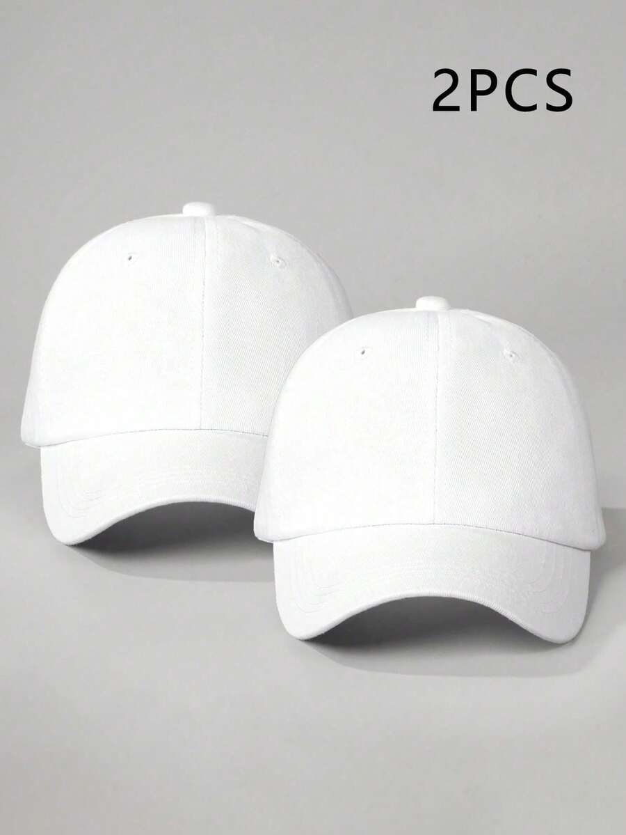 1/2pcs Men's Solid Color Minimalist Baseball Cap, Casual Daily Wear - White - View 1