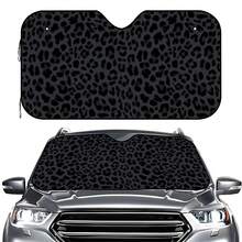 1pc Black Leopard Print Car Front Windshield Sun Shade, Decorative Vehicle Sun Visor, UV Reflector, Sun Protection Cover To Keep Car Cool - Sunshade - View 2