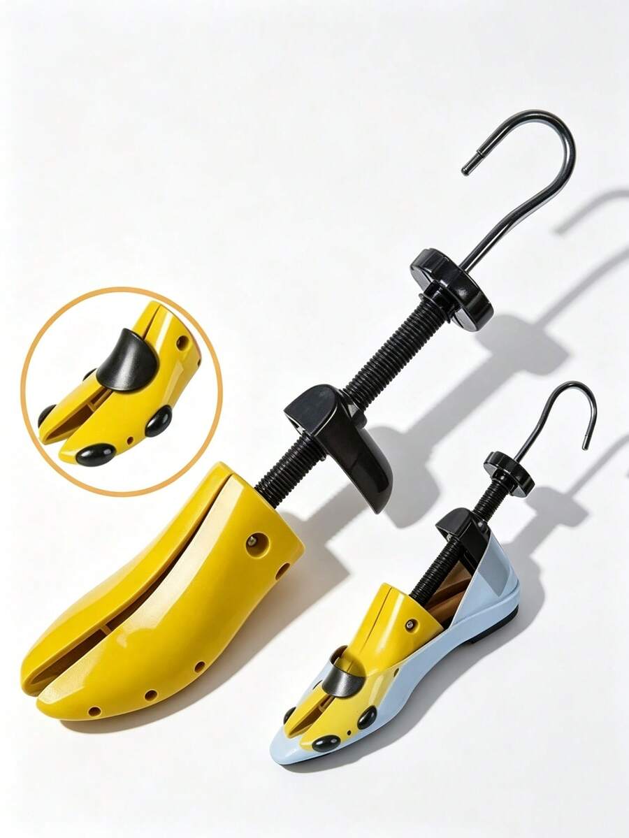 QKC 1pc Yellow Anti-Wrinkle Shoe Tree, Shoe Expander Fixator, PP+Iron Combination Adjustable Shoe Support, Suitable For High-End Leather Shoes, Boots. - Yellow - View 1
