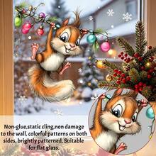 1/3pcs Christmas Squirrel Fox Window Decal, Cute Cartoon Animal Branch Pattern, Reusable Window Sticker, Suitable For Living Room, Kitchen, Store Windows And Christmas Party Decorations - Multicolor - View 11