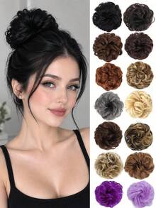 Messy Bun Wig, Elastic Wavy Curly Bun, Synthetic Hair Extensions, Suitable For Women And Girls, Halloween - Multicolor - View 3