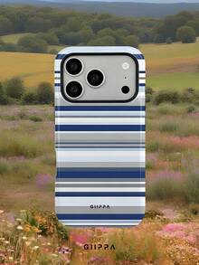 GIIPPA 1pc Blue Tone Striped Mixed Pattern Design Phone Case For Phone 17 Pro Max, Compatible With Phone 16 Pro Max, 15 Pro Max, 14 Pro Max, Korean-Style High-End Fashion Fun Phone Case, Suitable For 11/12/13/14/15/16 Pro Max Plus, Elegant Design For Men And Women, Perfect Gift For Girlfriend On Christmas, Valentine's Day, Easter, Wedding Season And Birthday! - Blue - View 7