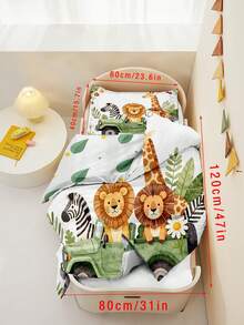 2PCS Safari Animals Toddler Bedding Set, Lion Zebra Giraffe Jungle Kids Duvet Cover & Pillowcase For Boys Nursery - Multicolor - View 15