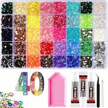 40 Colors Jelly Resin Rhinestone Set, 5.5mm Flat Back Gemstone Inlay Kit, Includes Tweezers And Pickup Pen, Multi-Color Diamond Painting Decoration Set, Suitable For Shoes, Fabric Rhinestone Decoration, DIY Crafts, Shiny Decorative Inlay Kit (Non-Disposable) - Multicolor - View 5
