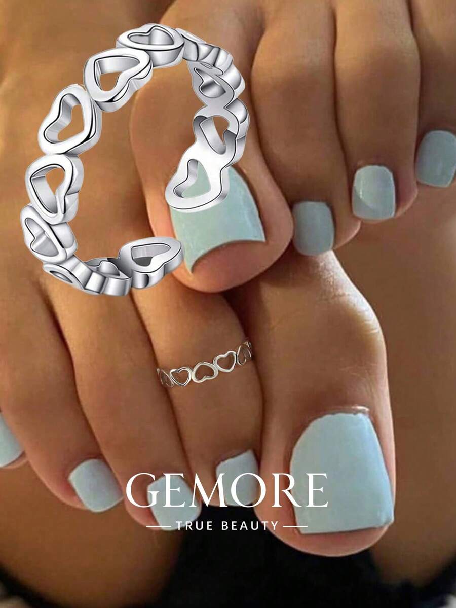 1pc Exquisite Hollow Design Toe Ring, Adjustable Size, Suitable For Summer Beach Wear - Hollow Arrangement Toe Ring - View 1