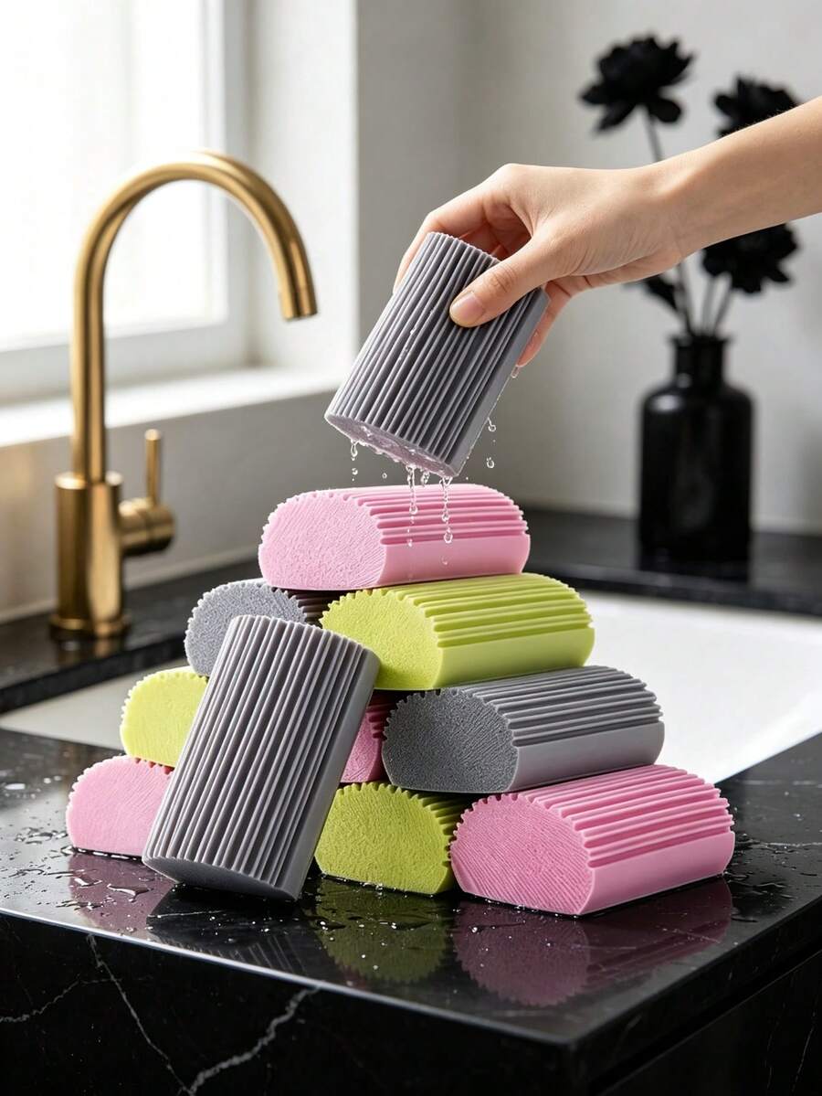1 Set Cleaning Dusting Sponge Wet Tool, Reusable Household Sponge Duster, Magic Dust Removal Sponge, Suitable For Cleaning Blinds, Glass, Baseboards, Vents, Mirrors, Window Tracks