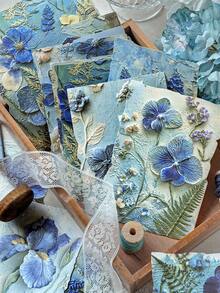 1/23pcs Vintage Botanical Floral Leaf DIY Scrapbook Background Paper, Background Paper, Planner Material Paper, Children's Material Paper, Paper Products, Floral Theme, Back To School Season, Random Style. - Multicolor - View 4