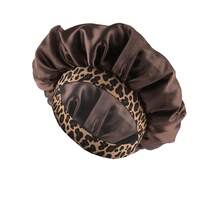 New Leopard Print Elastic Hair Bonnet Fashionable Stretch Round Satin Sleep Cap Beauty Hair Care Hat - A - View 11